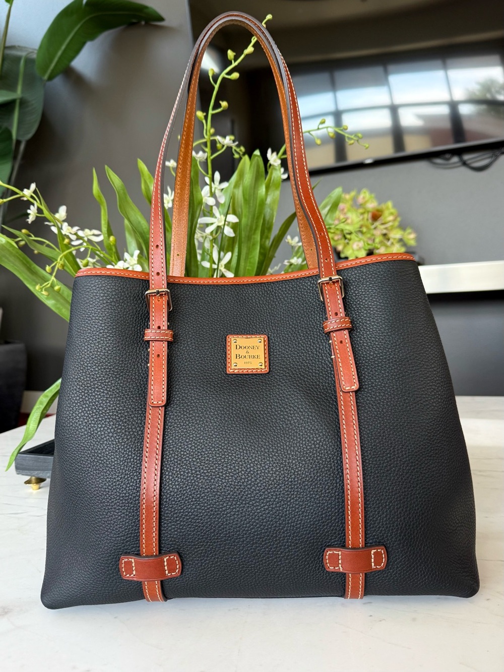 New Dooney & Bourke Side Snap Tote Pebble Grain Leather